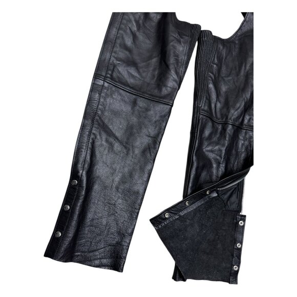 X-ELEMENT Genuine Leather Black Motorcycle Biker CHAPS Pants Womens Size 4 - Picture 6 of 7